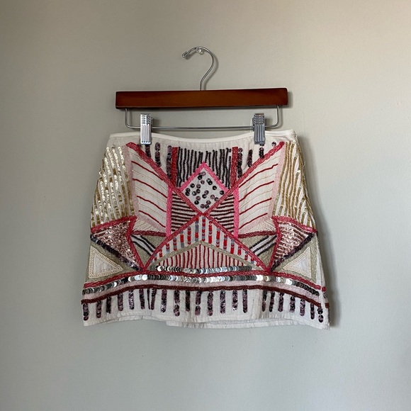 Zara Other - ZARA embellished mini skirt sequins red beads